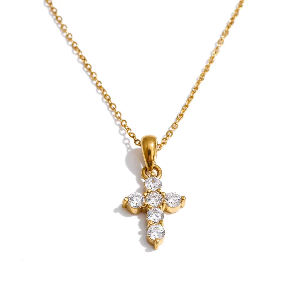 Spotlight Cross Pendant Necklace with Cubic Zirconia