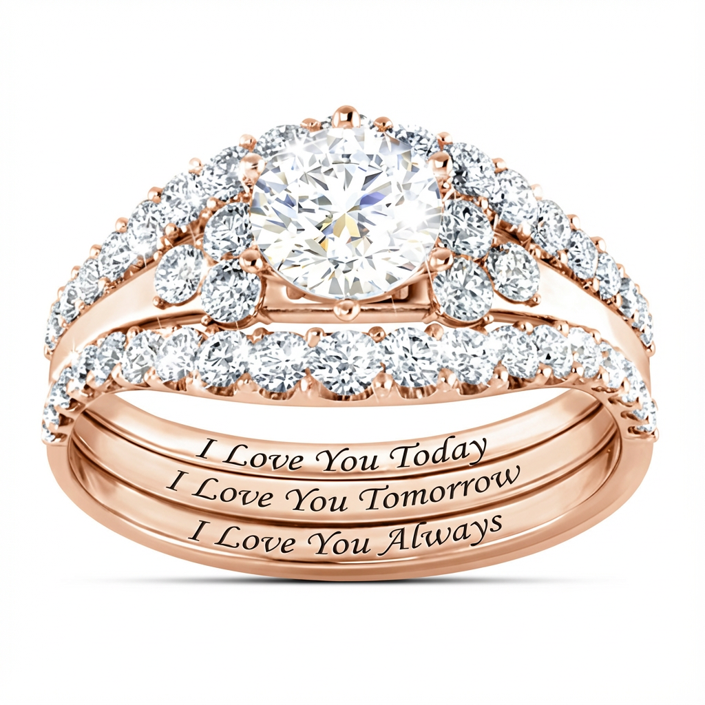Spotlight three-piece ring - I love you