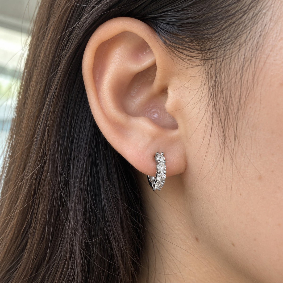 Eternity moissanite hoops
