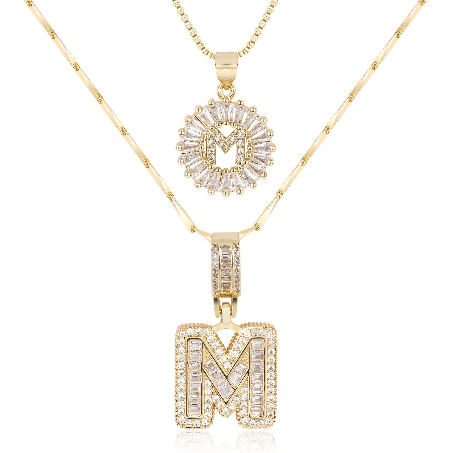 Spotlight 2pc 14k Diamond Letter Initial Necklaces