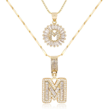 Spotlight 2pc 14k Diamond Letter Initial Necklaces