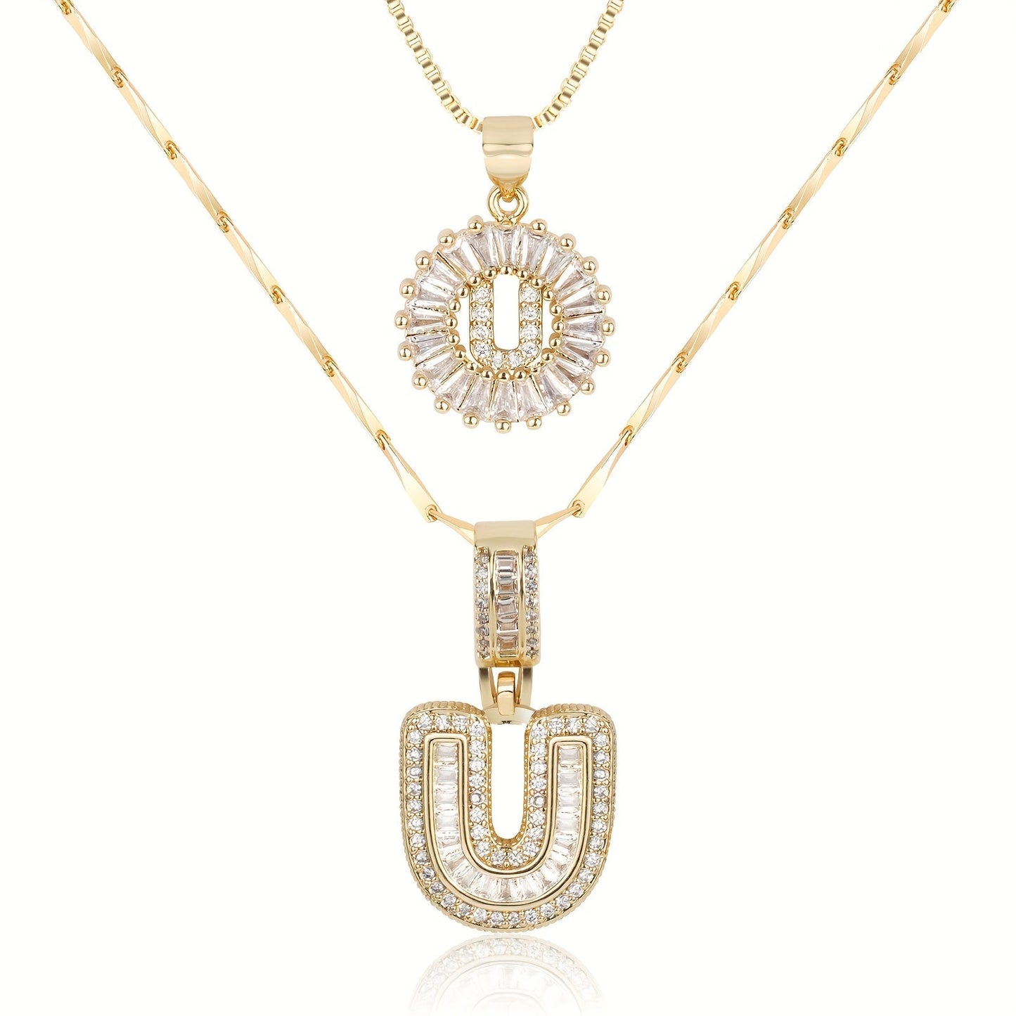 Spotlight 2pc 14k Diamond Letter Initial Necklaces