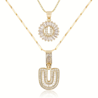 Spotlight 2pc 14k Diamond Letter Initial Necklaces