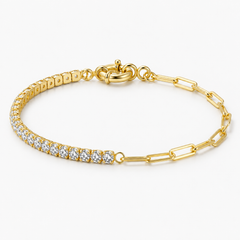 Half Pavé Link Bracelet