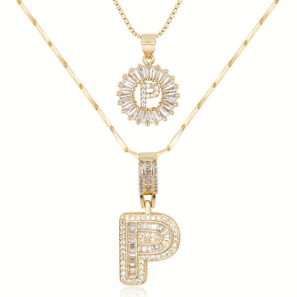 Spotlight 2pc 14k Diamond Letter Initial Necklaces