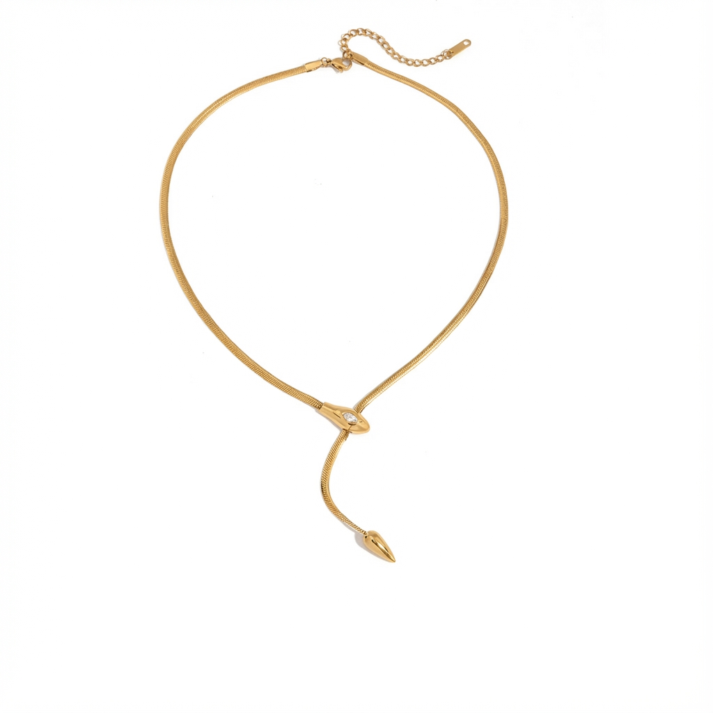 Spotlight Serpentine Necklace with Zircon Accents