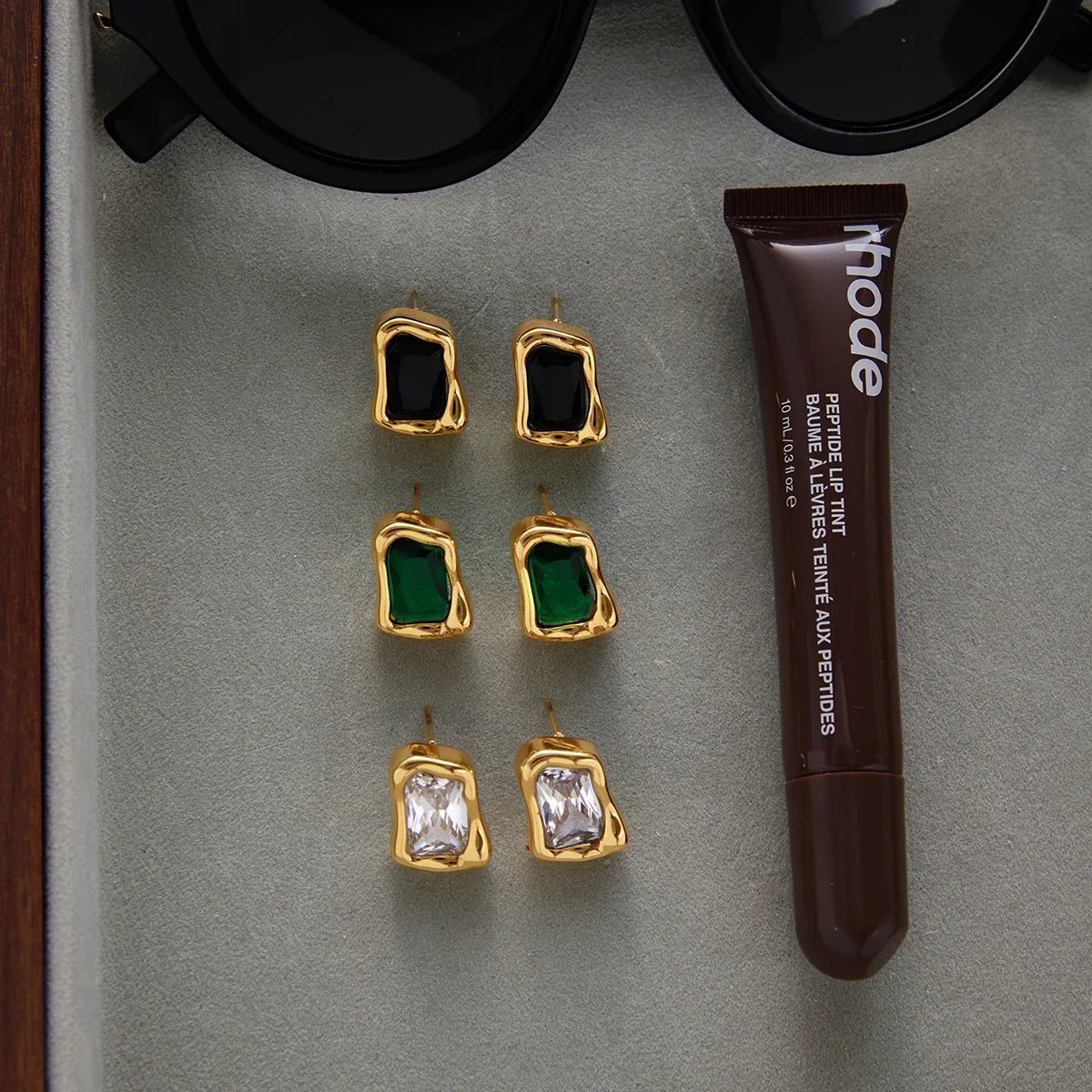 Spotlight Irregular Square Zirconia Earrings