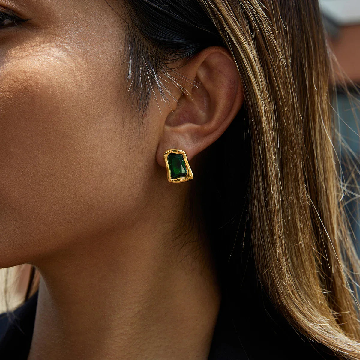 Spotlight Irregular Square Zirconia Earrings
