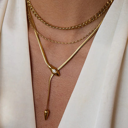 Spotlight Serpentine Necklace with Zircon Accents
