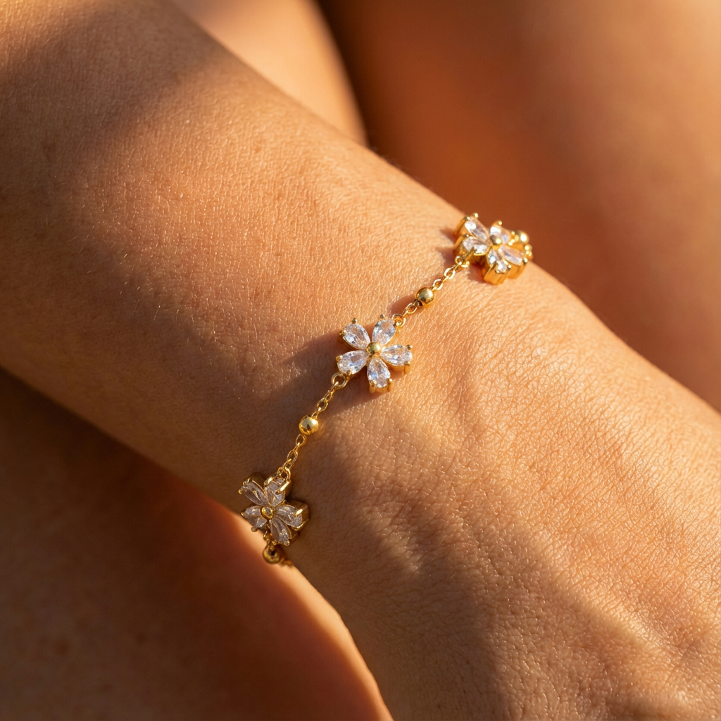 Spotlight Crystal Flower Chain Bracelet
