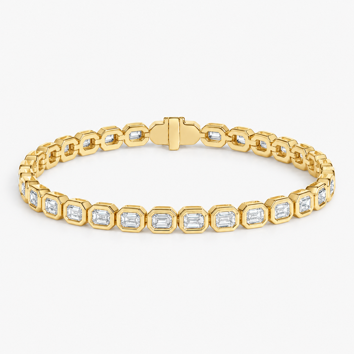 Emerald Cut Bezel Tennis Bracelet