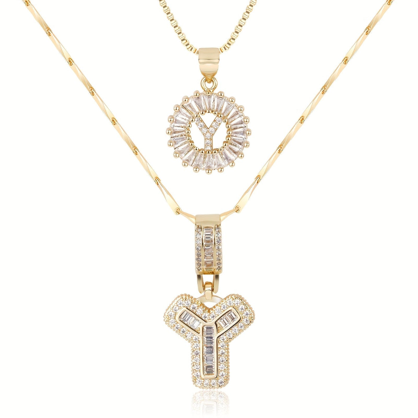 Spotlight 2pc 14k Diamond Letter Initial Necklaces