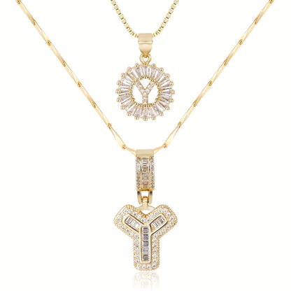 Spotlight 2pc 14k Diamond Letter Initial Necklaces