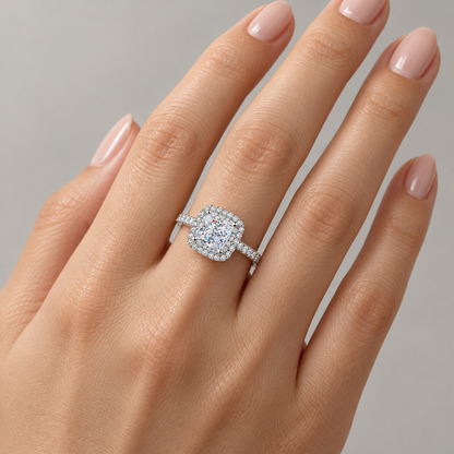 Imperia Cushion Halo Ring