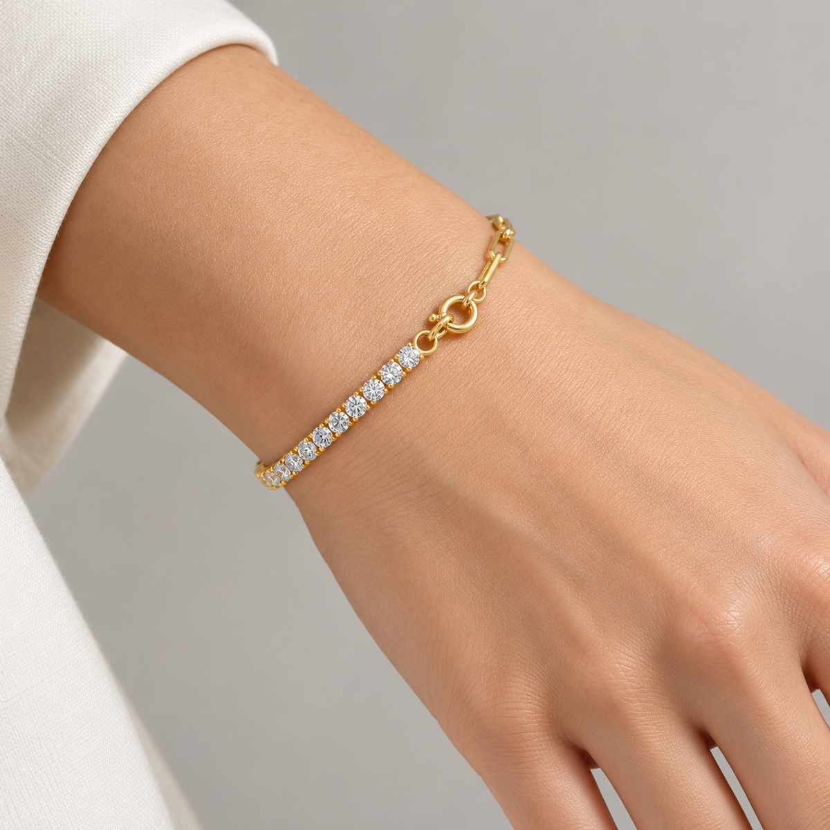 Half Pavé Link Bracelet