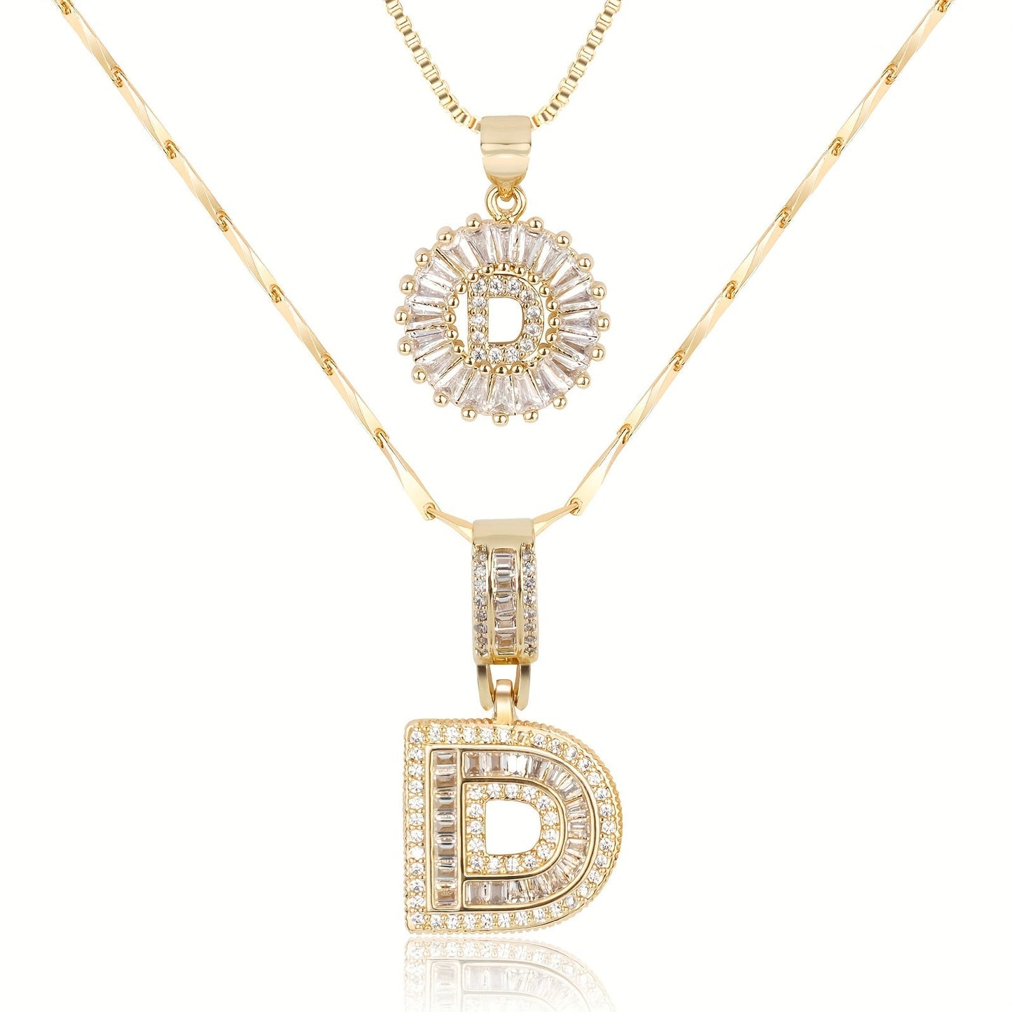 Spotlight 2pc 14k Diamond Letter Initial Necklaces