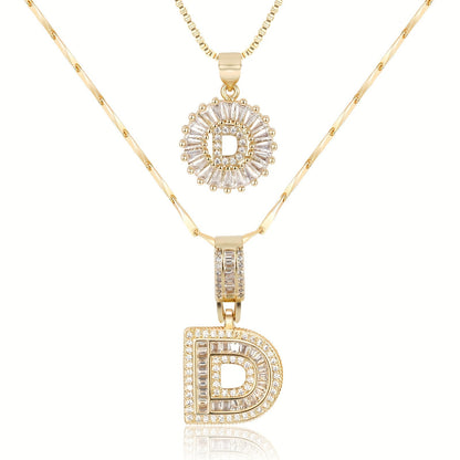 Spotlight 2pc 14k Diamond Letter Initial Necklaces