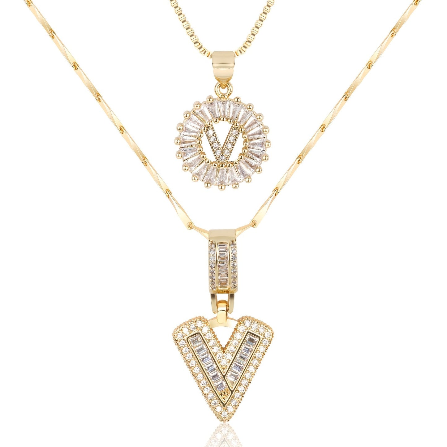 Spotlight 2pc 14k Diamond Letter Initial Necklaces
