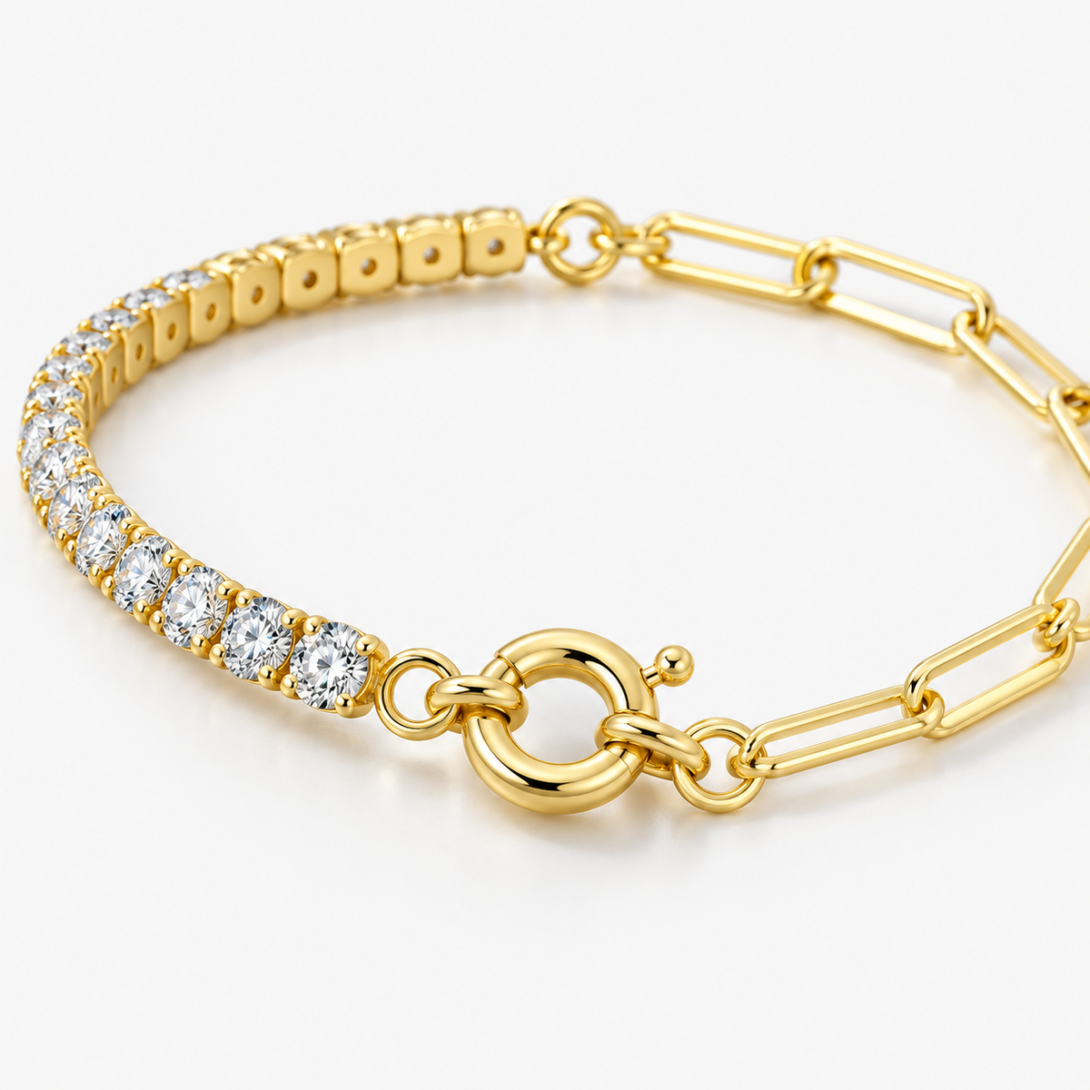 Half Pavé Link Bracelet