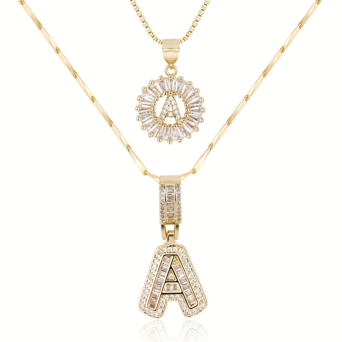 Spotlight 2pc 14k Diamond Letter Initial Necklaces