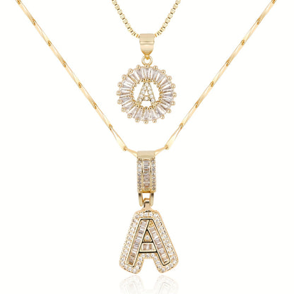 Spotlight 2pc 14k Diamond Letter Initial Necklaces