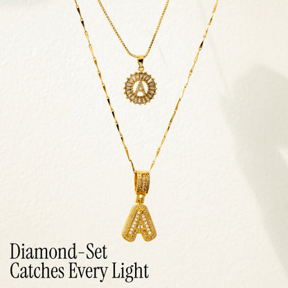Spotlight 2pc 14k Diamond Letter Initial Necklaces