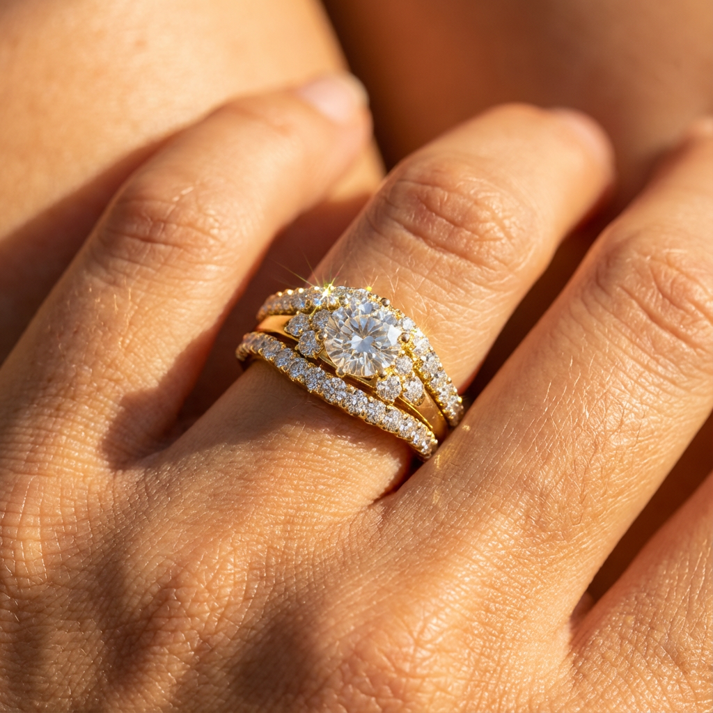 Spotlight three-piece ring - I love you