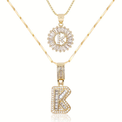 Spotlight 2pc 14k Diamond Letter Initial Necklaces
