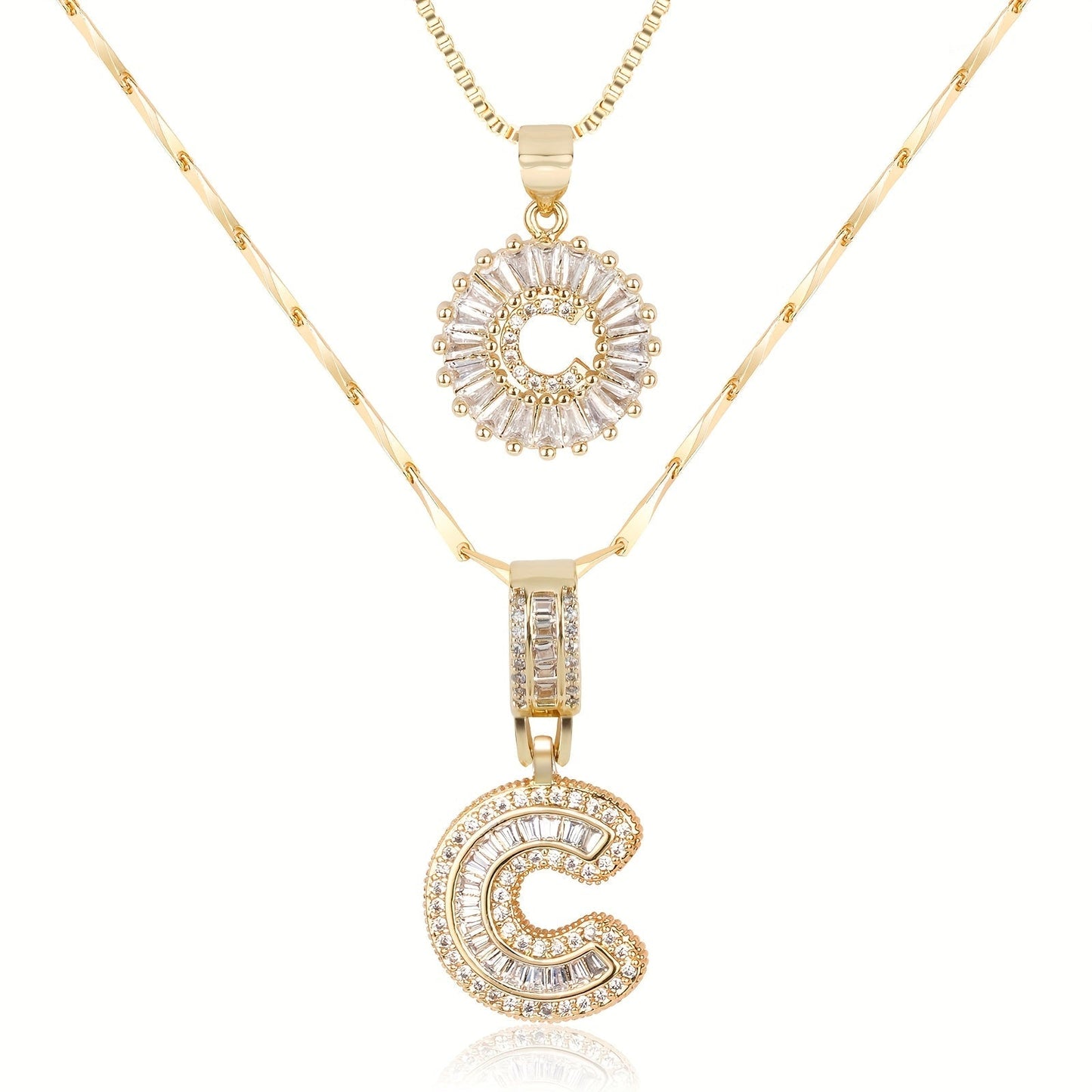 Spotlight 2pc 14k Diamond Letter Initial Necklaces