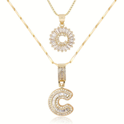 Spotlight 2pc 14k Diamond Letter Initial Necklaces