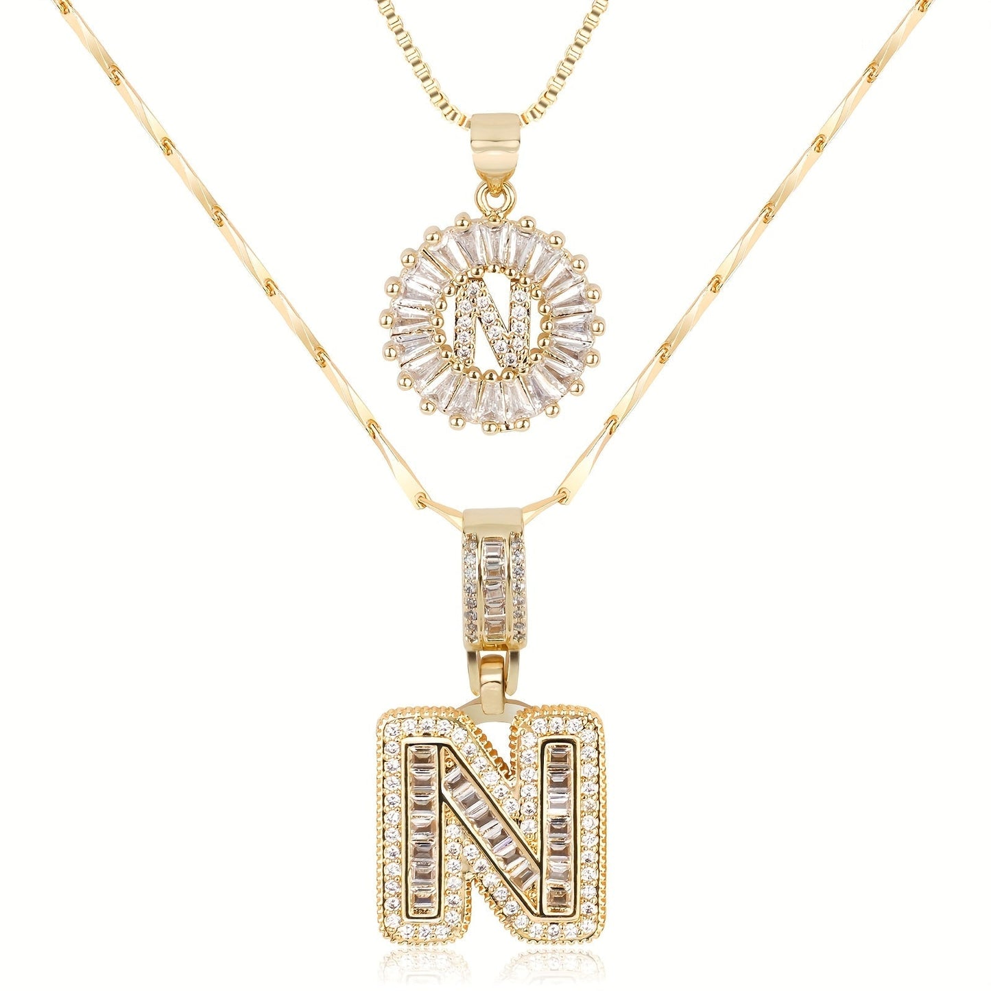 Spotlight 2pc 14k Diamond Letter Initial Necklaces