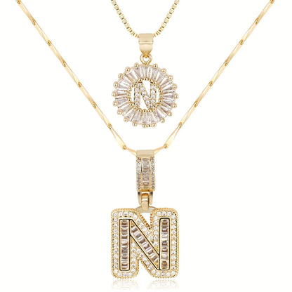 Spotlight 2pc 14k Diamond Letter Initial Necklaces