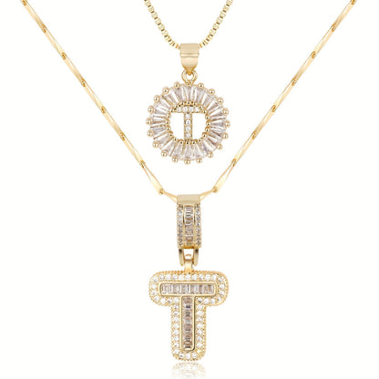 Spotlight 2pc 14k Diamond Letter Initial Necklaces