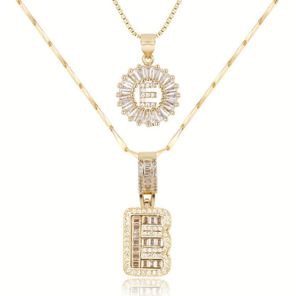 Spotlight 2pc 14k Diamond Letter Initial Necklaces