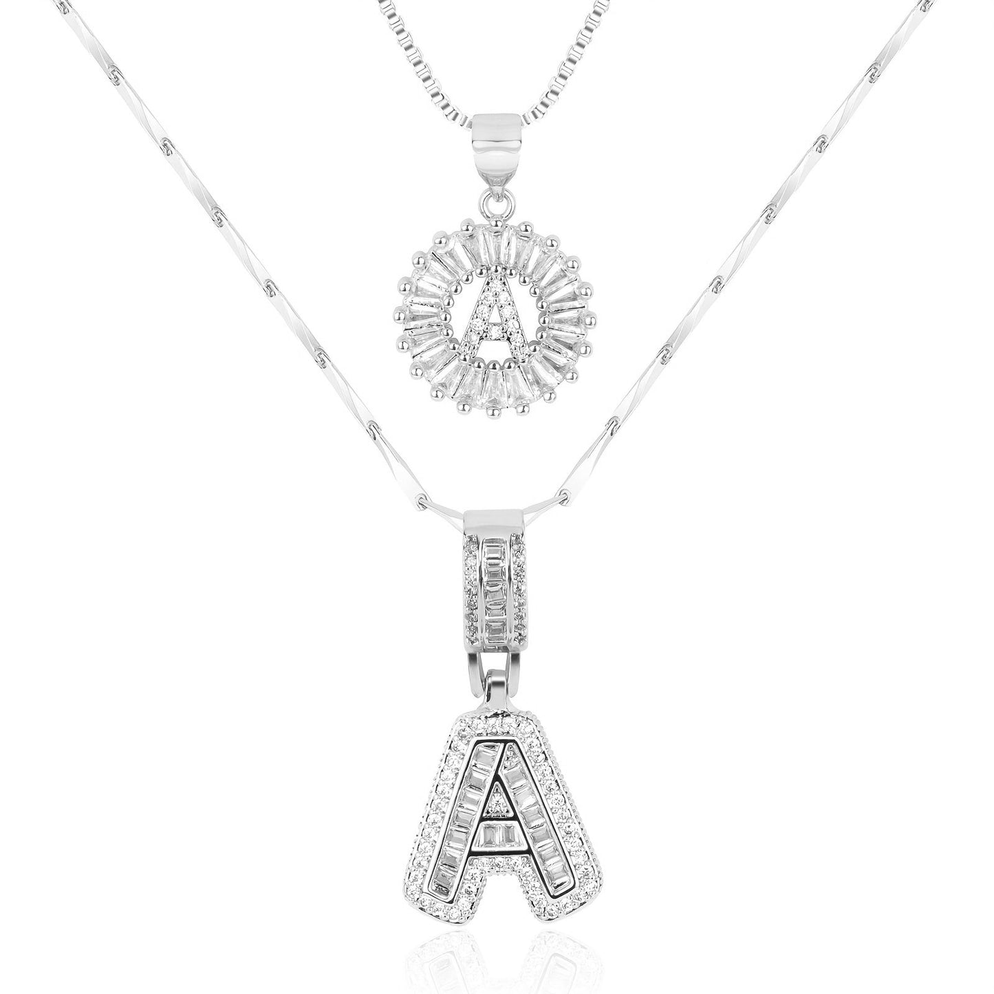 Spotlight 2pc 14k Diamond Letter Initial Necklaces