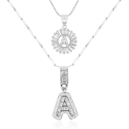 Spotlight 2pc 14k Diamond Letter Initial Necklaces