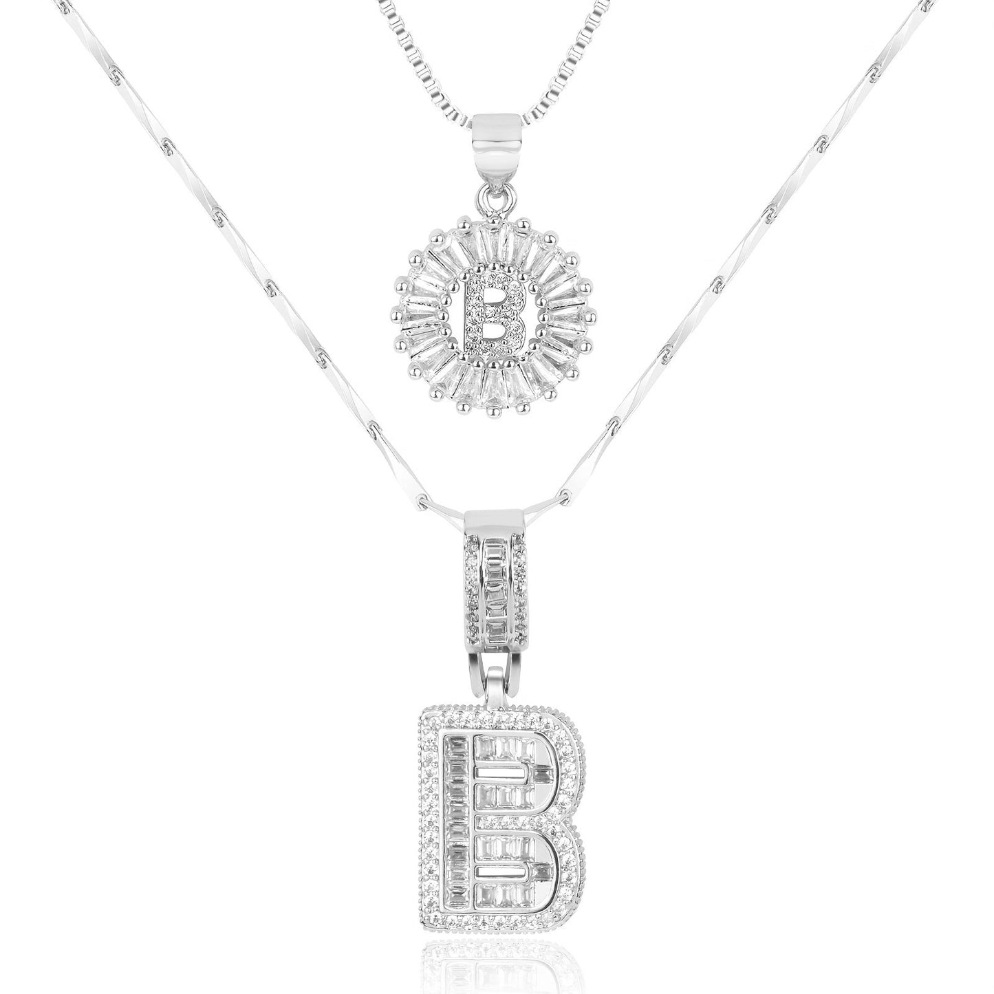 Spotlight 2pc 14k Diamond Letter Initial Necklaces