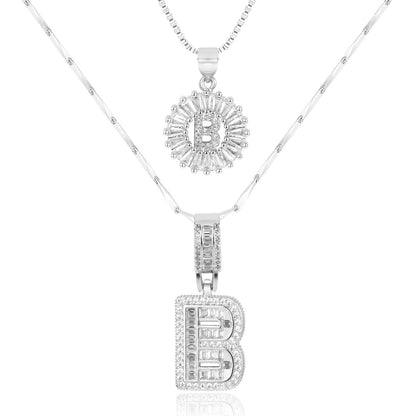 Spotlight 2pc 14k Diamond Letter Initial Necklaces