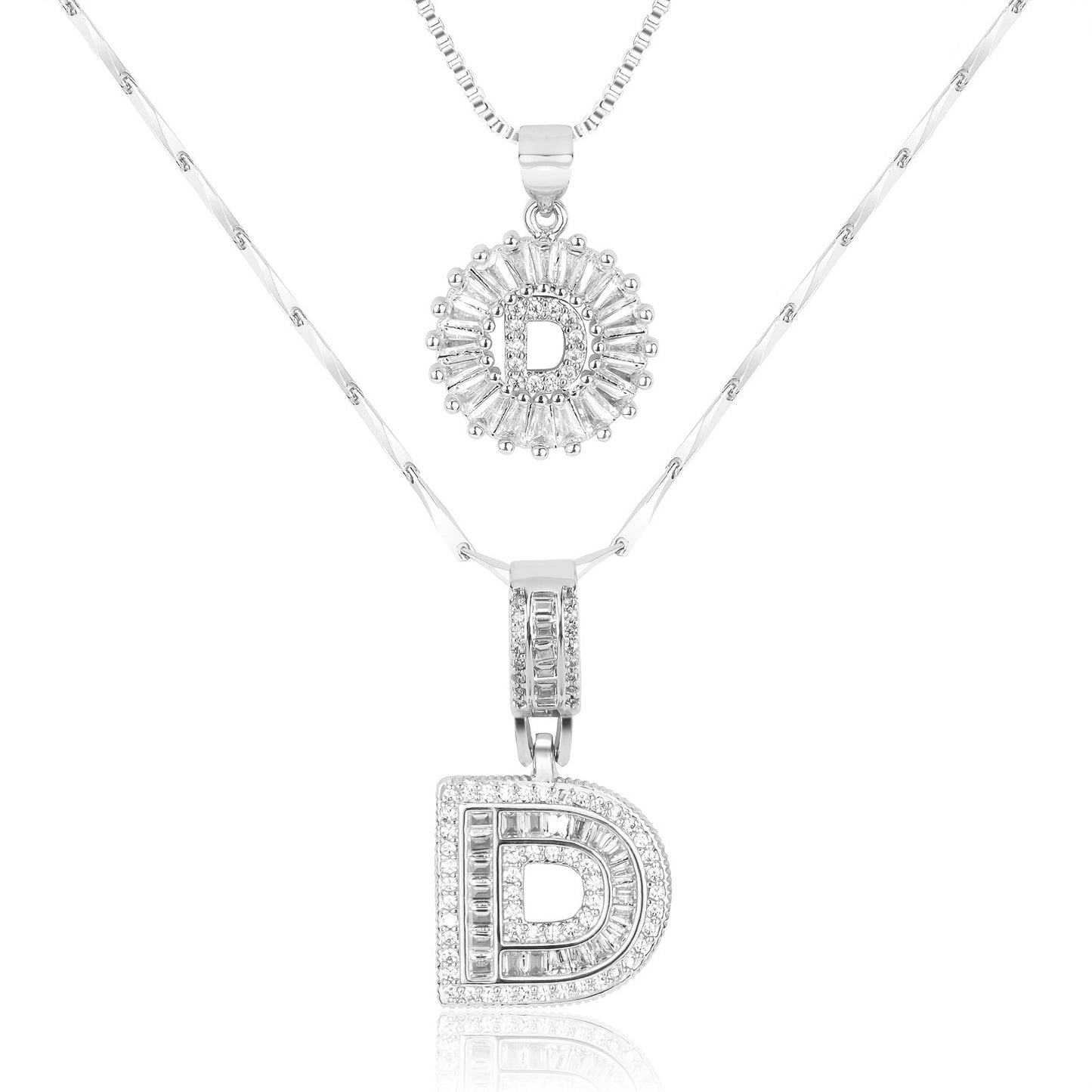 Spotlight 2pc 14k Diamond Letter Initial Necklaces
