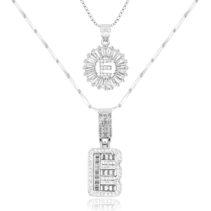 Spotlight 2pc 14k Diamond Letter Initial Necklaces