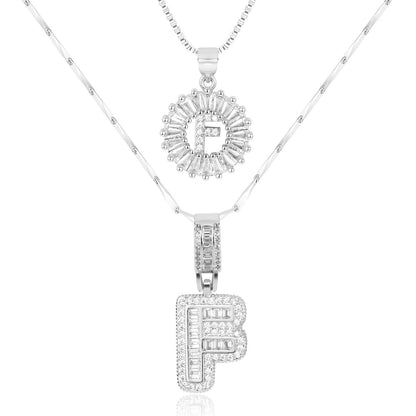 Spotlight 2pc 14k Diamond Letter Initial Necklaces