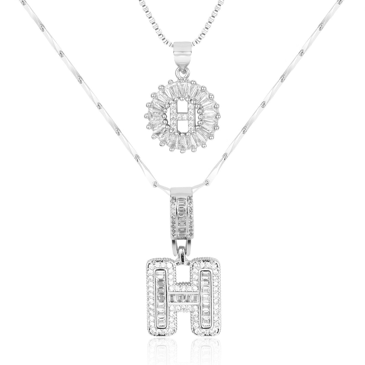 Spotlight 2pc 14k Diamond Letter Initial Necklaces