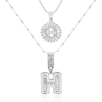 Spotlight 2pc 14k Diamond Letter Initial Necklaces