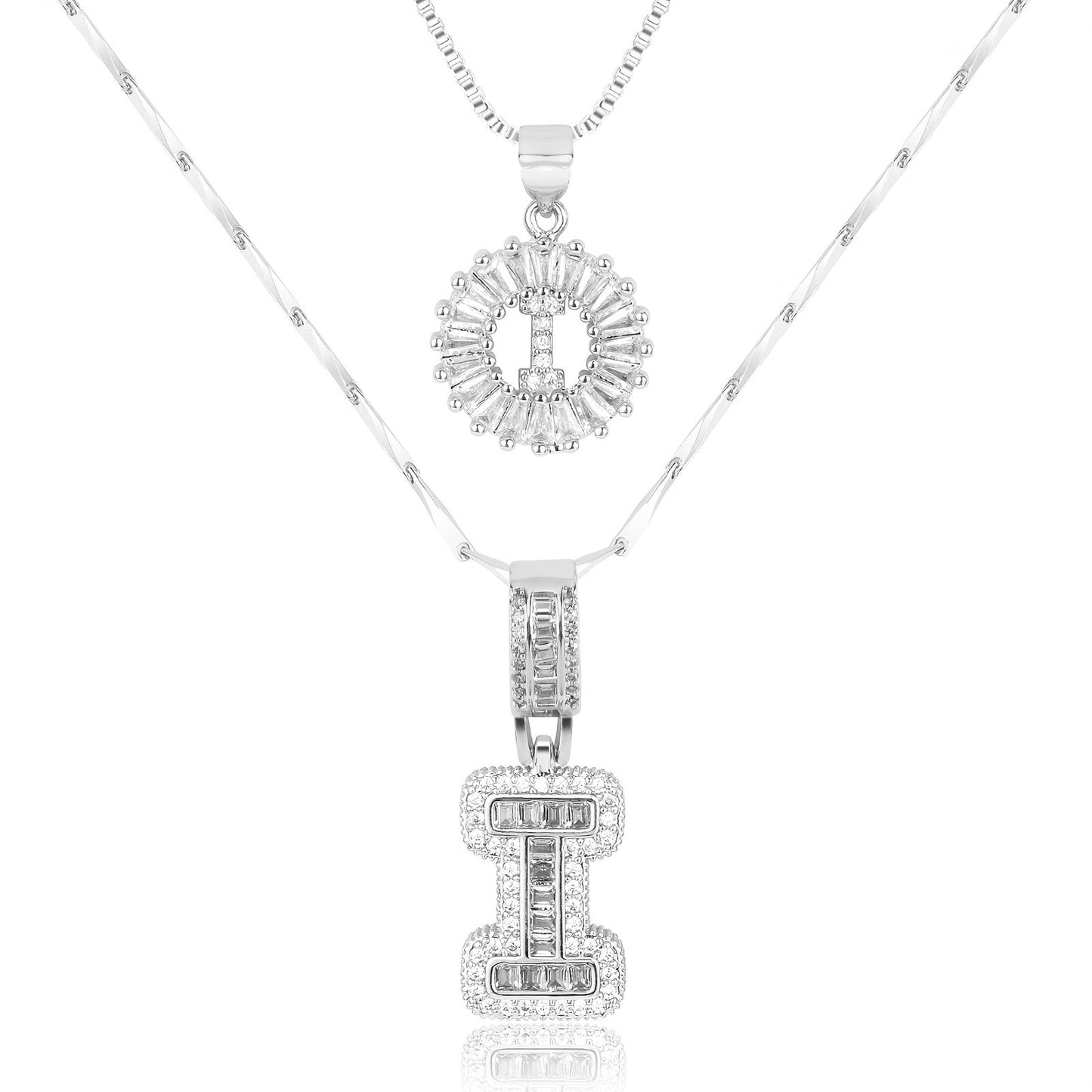 Spotlight 2pc 14k Diamond Letter Initial Necklaces