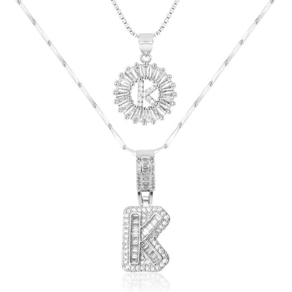 Spotlight 2pc 14k Diamond Letter Initial Necklaces