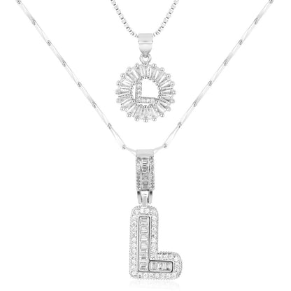 Spotlight 2pc 14k Diamond Letter Initial Necklaces