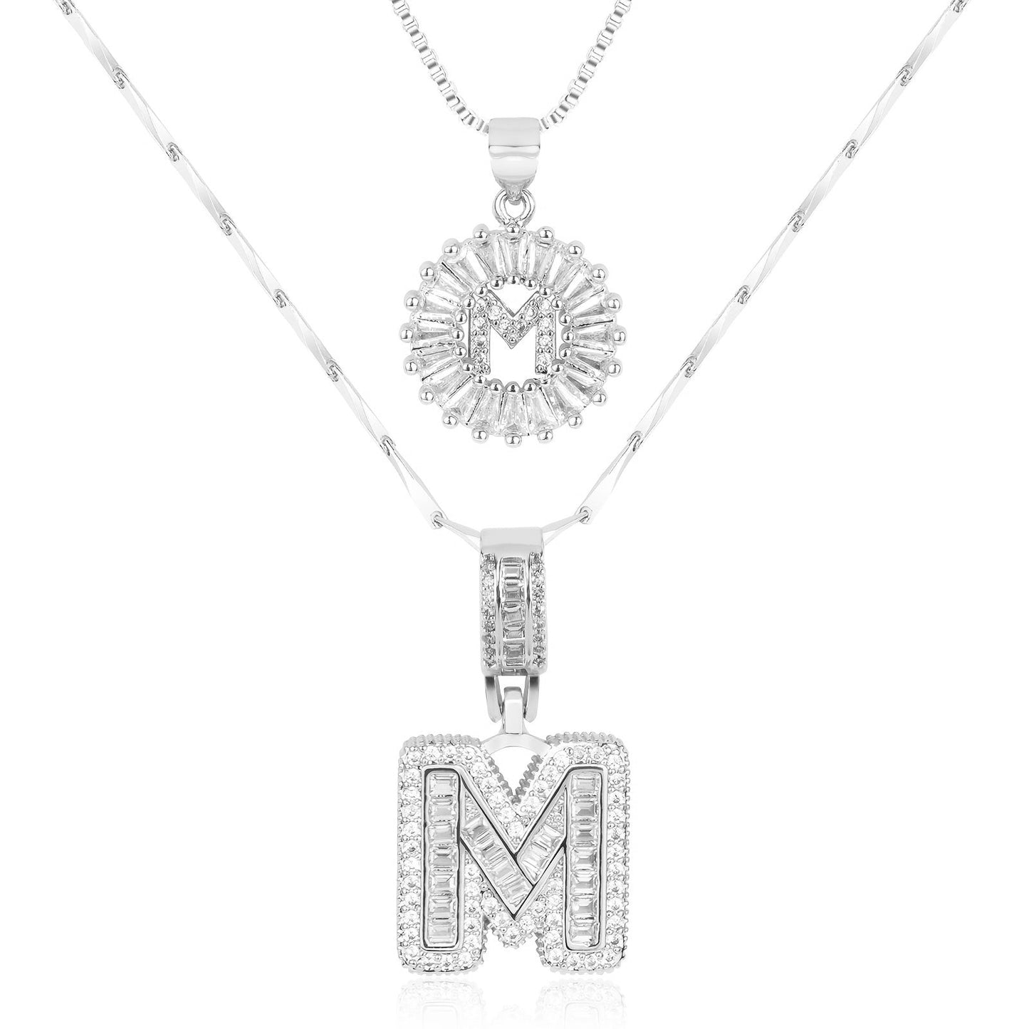 Spotlight 2pc 14k Diamond Letter Initial Necklaces