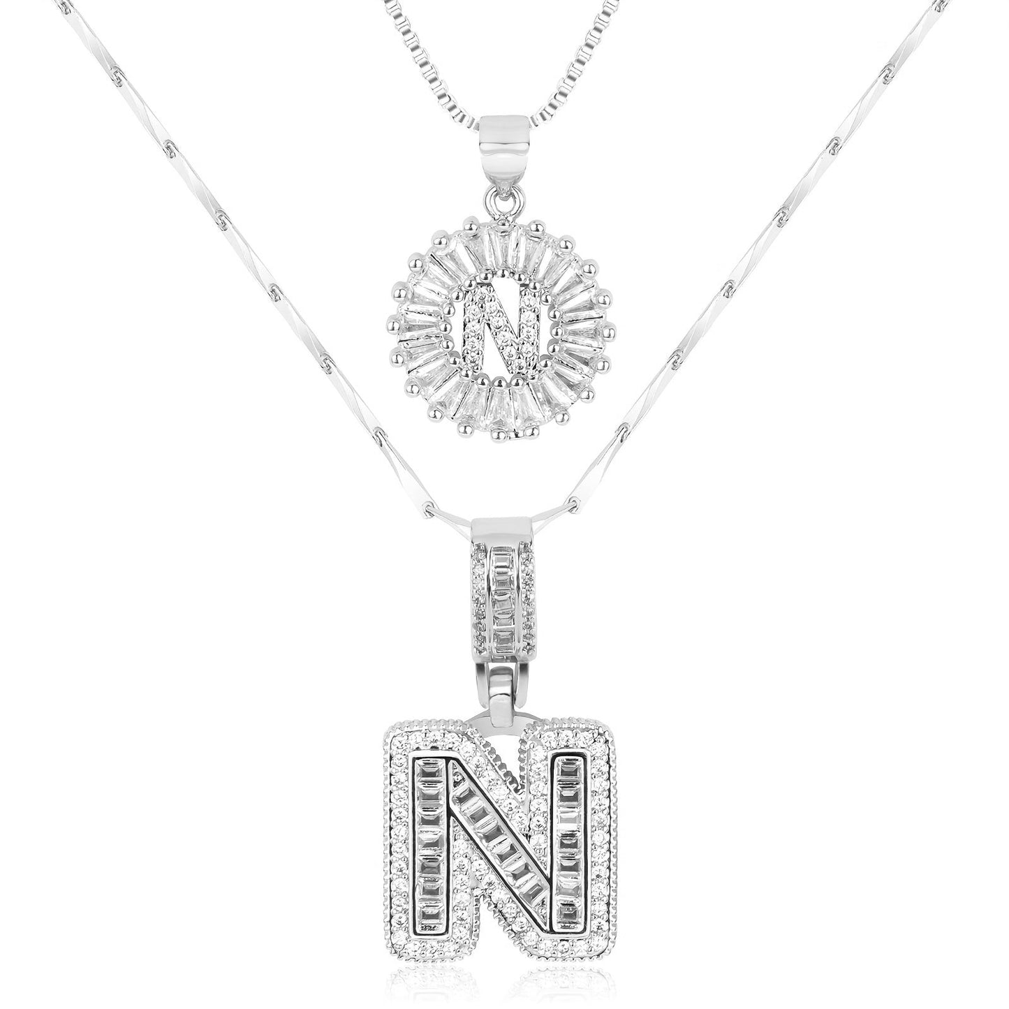 Spotlight 2pc 14k Diamond Letter Initial Necklaces
