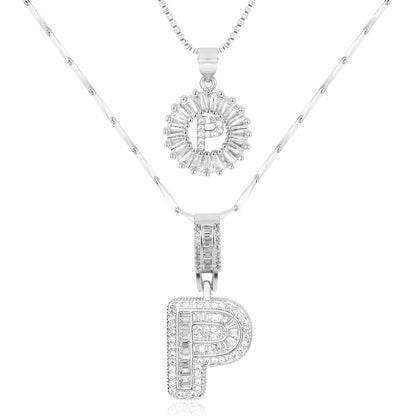 Spotlight 2pc 14k Diamond Letter Initial Necklaces