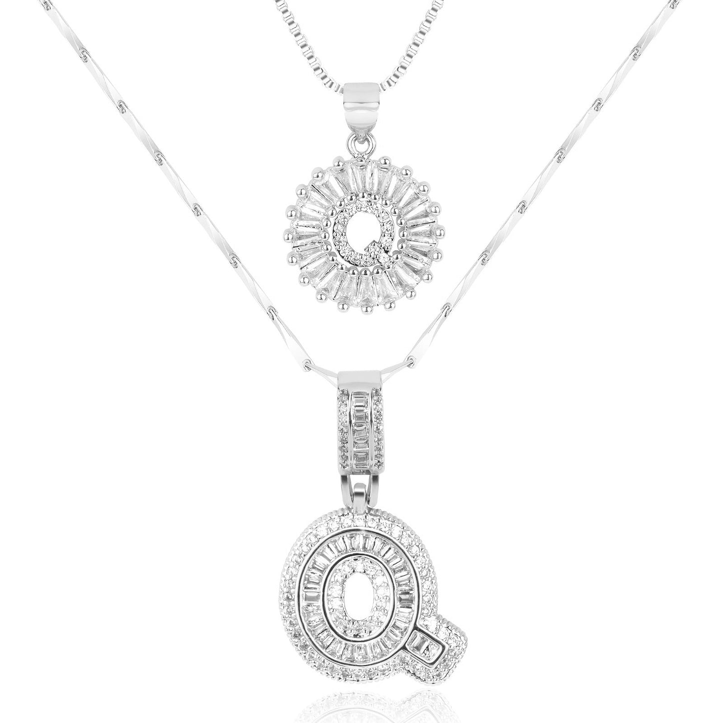 Spotlight 2pc 14k Diamond Letter Initial Necklaces